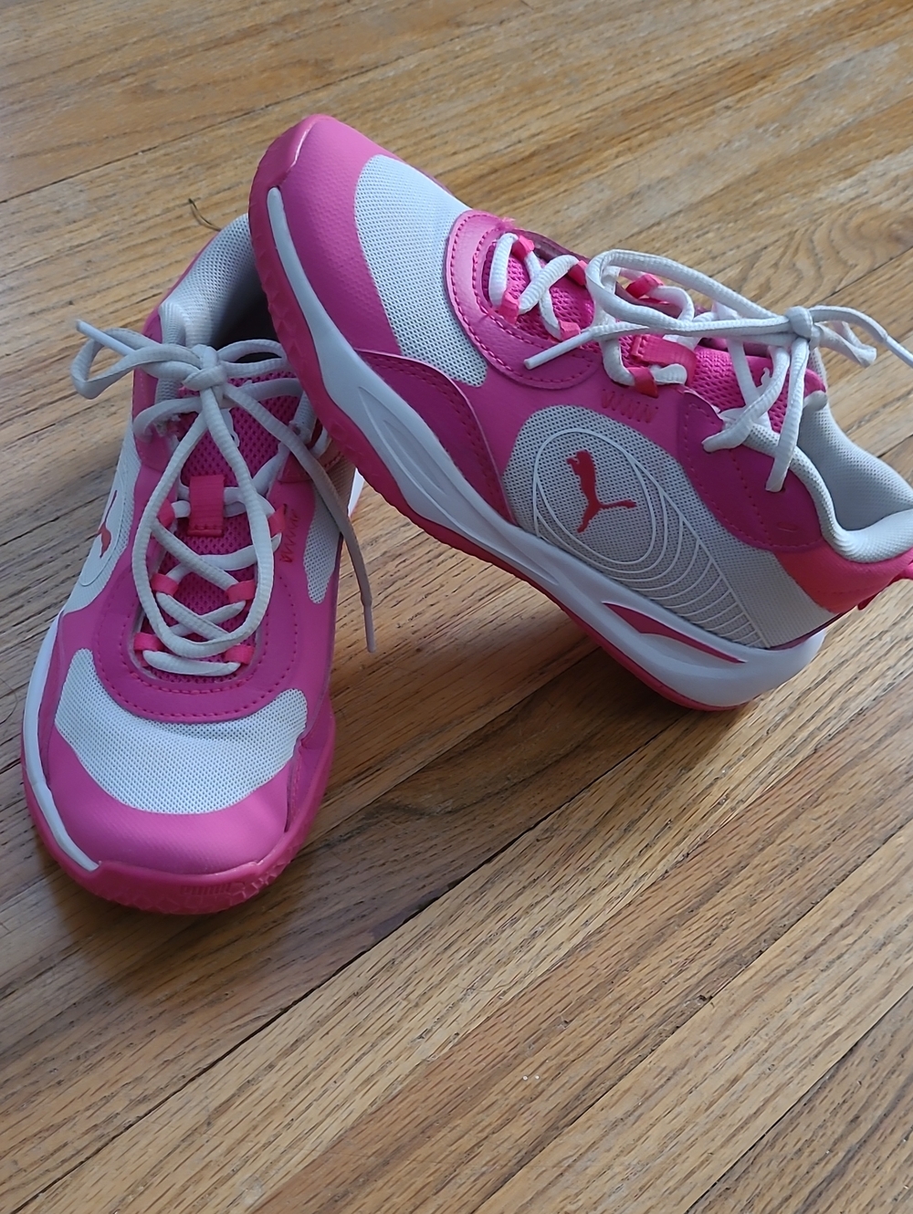 Puma Girl's Hot Pink and White Basketball Sneakers Size 2